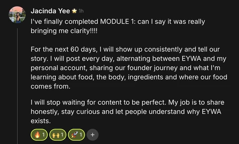 Jacinda Yeo: I've finally completed MODULE 1, I can say it was really bringing me clarity!