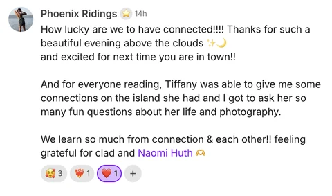 Phoenix Ridings: How lucky are we to have connected! We learn so much from connection and each other. Feeling grateful for CLAD.