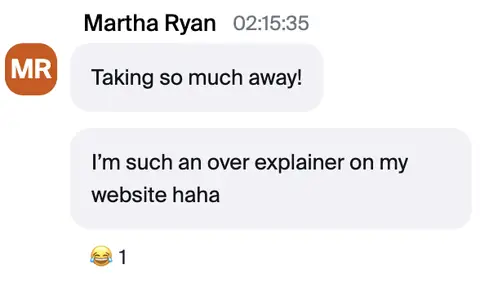 Martha Ryan: Taking so much away!